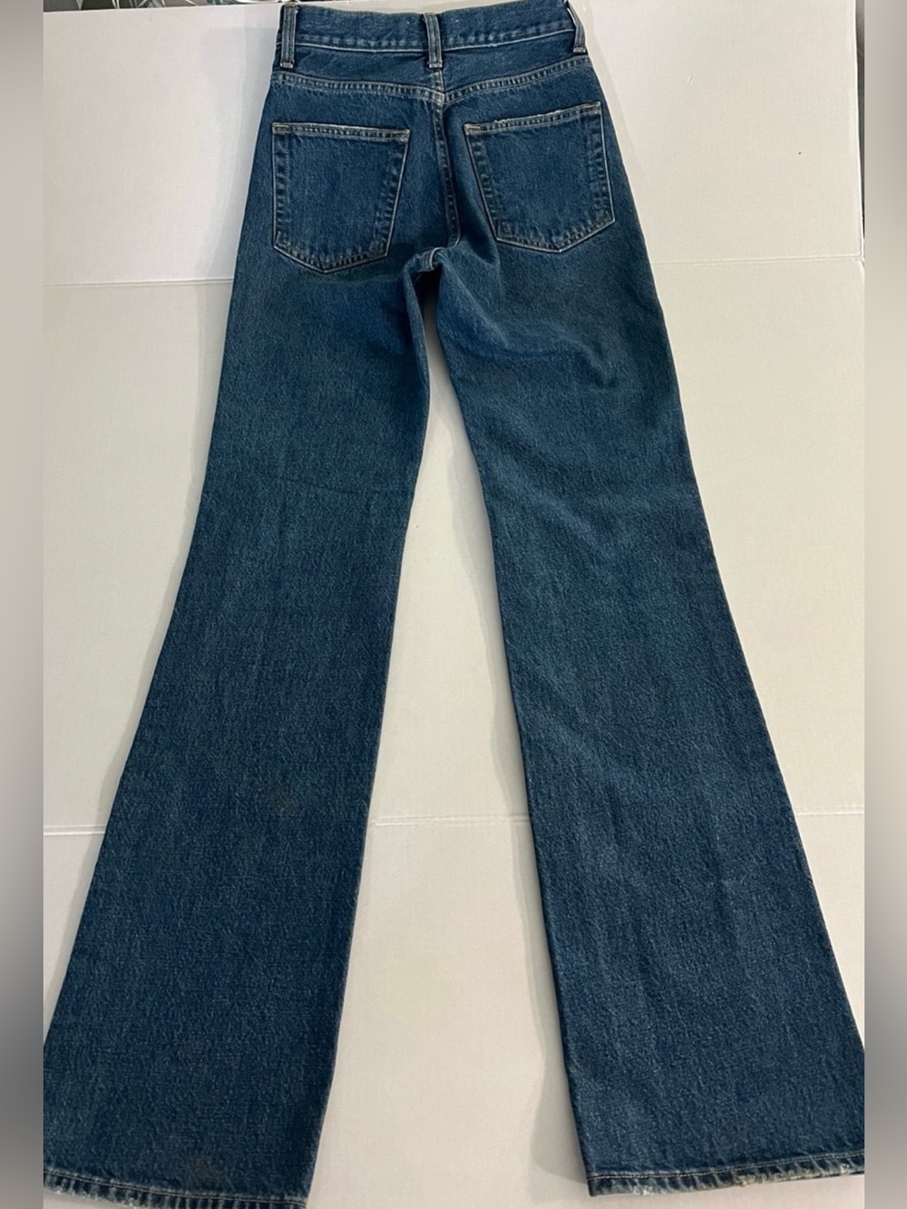 AFLALO NEW YORK BRONTË JEANS HIGH WAISTED TIGHT FIT FLARED JEANS RIGID DENIM 26 - Picture 4 of 16
